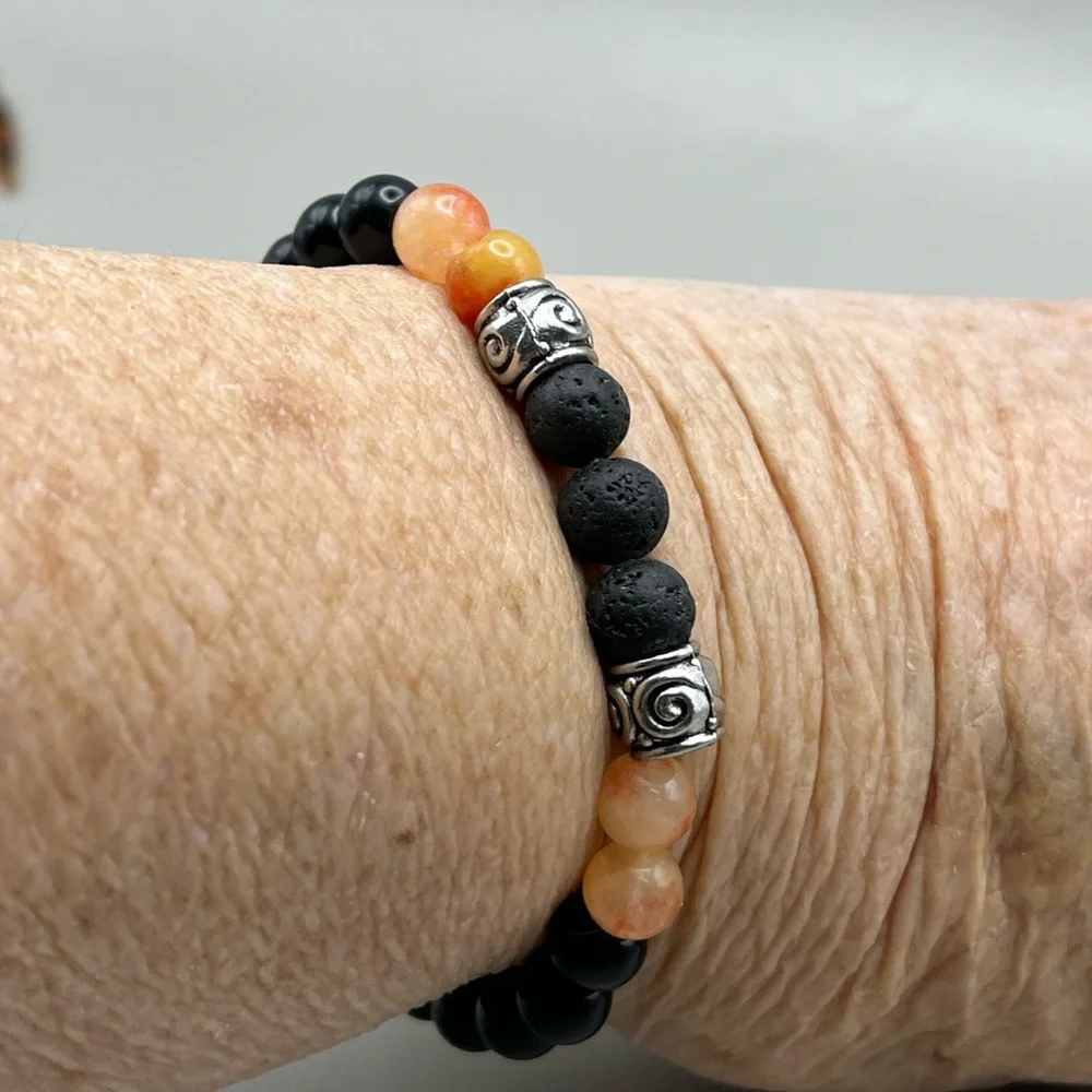 Black and Orange Beaded Bracelet